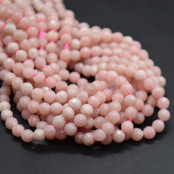 Chinese Pink Opal Gemstone FACETED Round Beads - 4mm - 15'' Strand, For Jewellery Making DIY