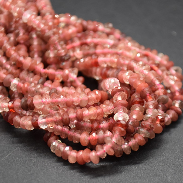 Andesine (Red Labradorite) FACETED Rondelle Spacer Beads - 4mm x 2mm - 15'' strand, for Jewellery Making, DIY