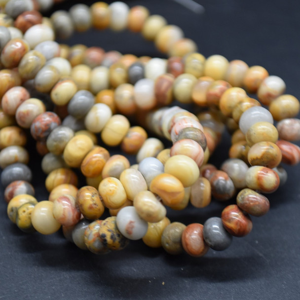 Crazy Lace Agate SMOOTH Rondelle Spacer Beads - 6mm x 4mm - 15'' Strand, for Jewellery making