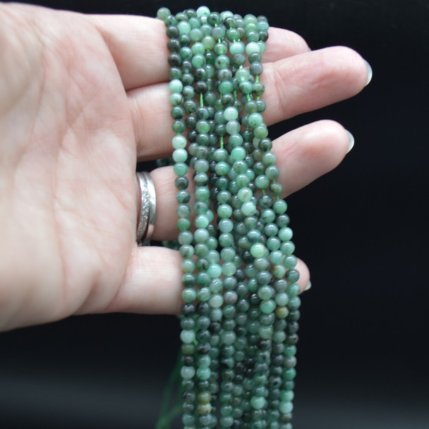 Emerald Gemstone SMOOTH Round Beads  3mm  15 Strand, for Jewellery making, DIY