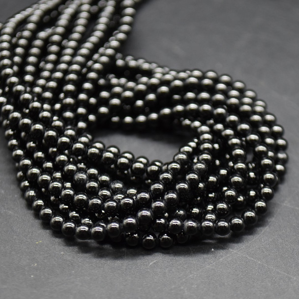 Black Spinel Gemstone SMOOTH Round Beads  3mm  15 Strand, for Jewellery making, DIY