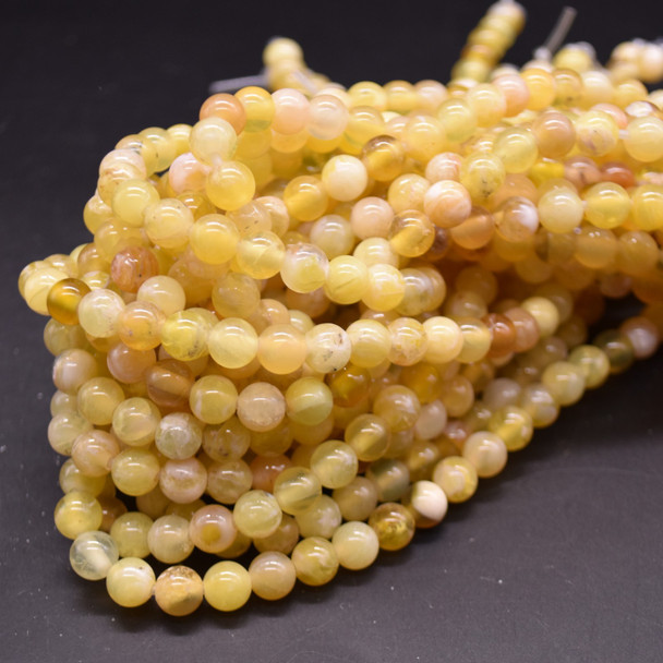 Yellow Opal Gemstone Round Beads - 8mm - Large Hole (2mm) Gemstone Round Beads for Jewellery Making  - 15'' strand