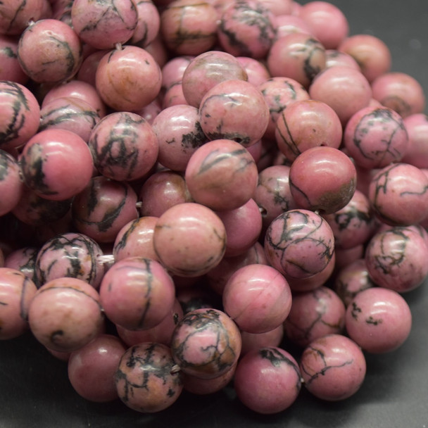 Rhodonite (pink) Gemstone Round Beads - 12mm - 15'' strand, for Jewellery making, DIY