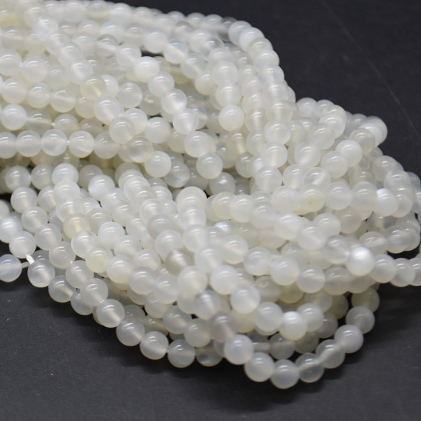 White Moonstone Gemstone Round Beads - 4mm - 15'' Length, for Jewellery Making, DIY