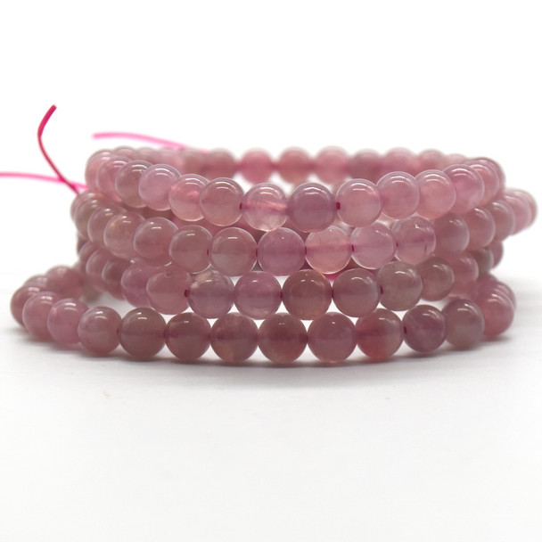 Madagascar Purple Rose Quartz Round Beads Sample strand / Bracelet - 1 Pc - 6mm - 7.5''