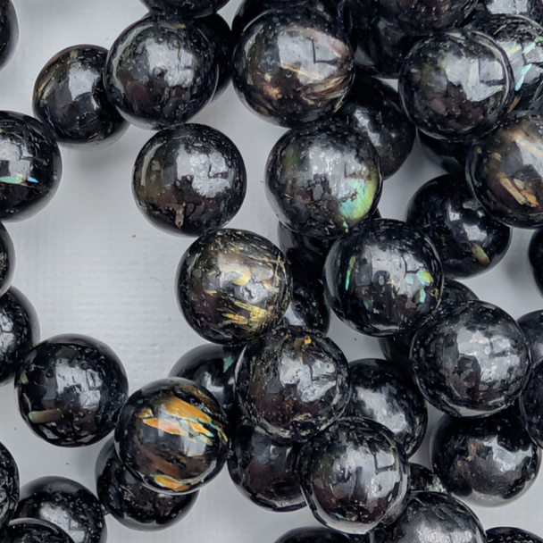 Genuine Greenland 10mm Nuummite Round Beads Bracelet Sample Strand for Jewellery Making