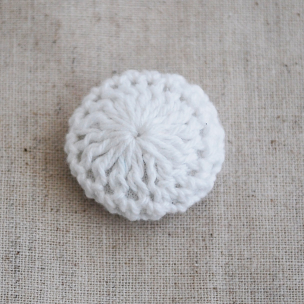 100 Handmade Crocheted Threads Covered Button - White - 2.2cm