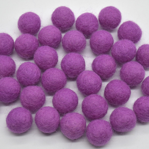 100% Wool Felt Balls - 1.5cm - Amethyst Purple - 25 Count / 100 Count 100% Wool Felt Balls - 1.5cm - Amethyst Purple - 25 Count / 100 Count