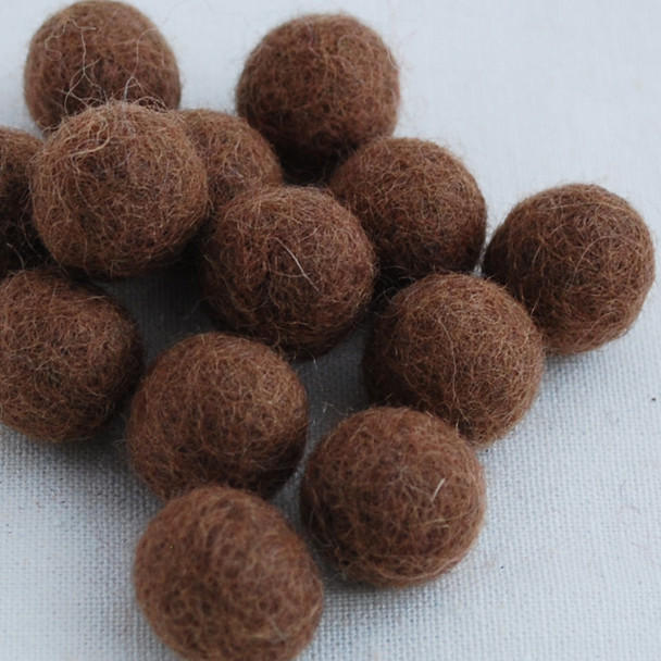 100% Wool Felt Balls - 1.5cm - Light Brown - 25 Count / 100 Count