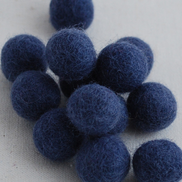 100% Wool Felt Balls - 1.5cm - Smoke Blue - 25 Count / 100 Count