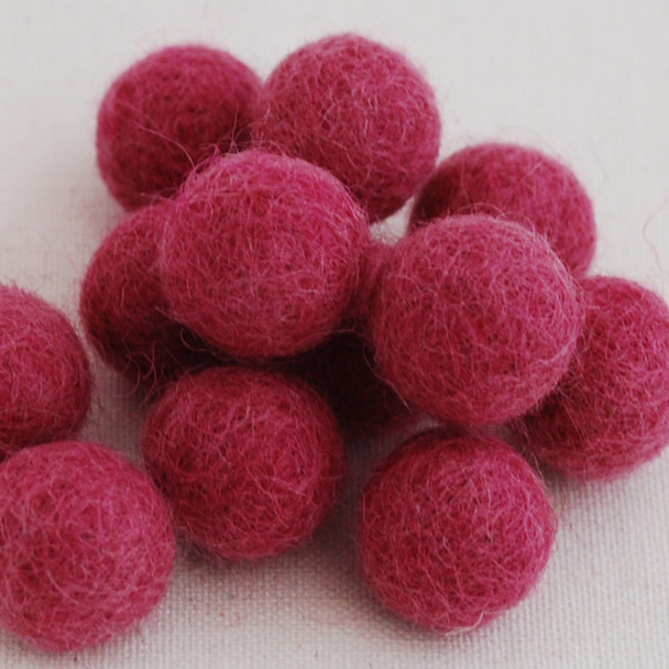 100% Wool Felt Balls - 1.5cm - Victorian Rose Pink - 25 Count / 100 Count