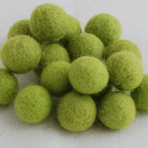 100% Wool Felt Balls - 1.5cm - Yellow Green - 25 Count / 100 Count