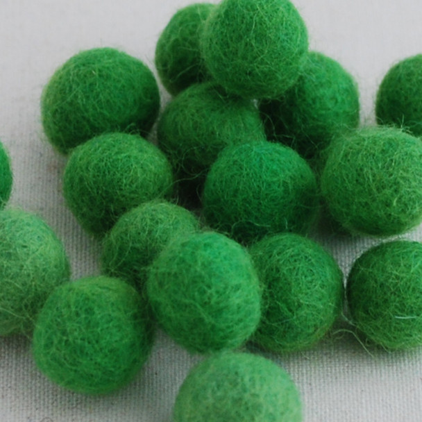 100% Wool Felt Balls - 1.5cm - Green Flash - 25 Count / 100 Count