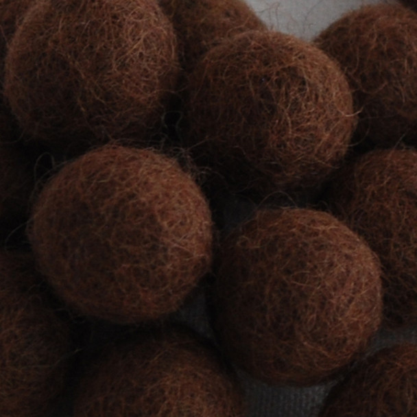 100% Wool Felt Balls - 2cm - Dark Brown - 20 Count / 100 Count