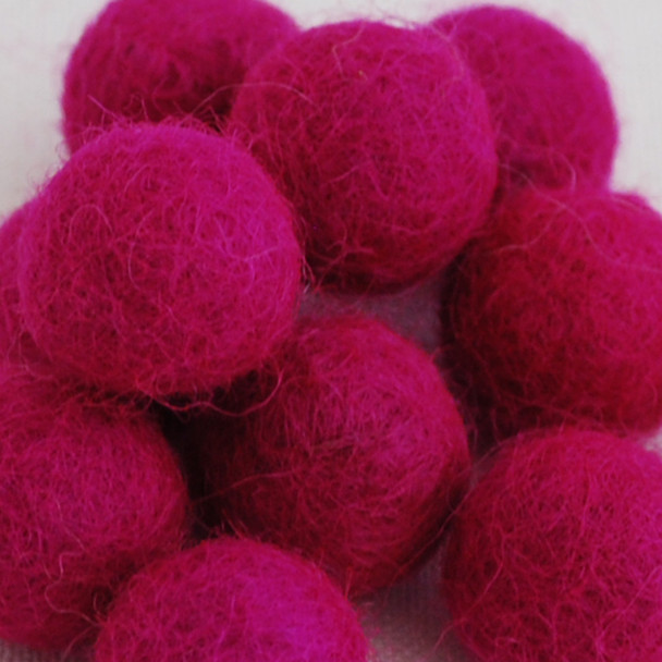 100% Wool Felt Balls - 2cm - Garden Rose Pink - 20 Count / 100 Count