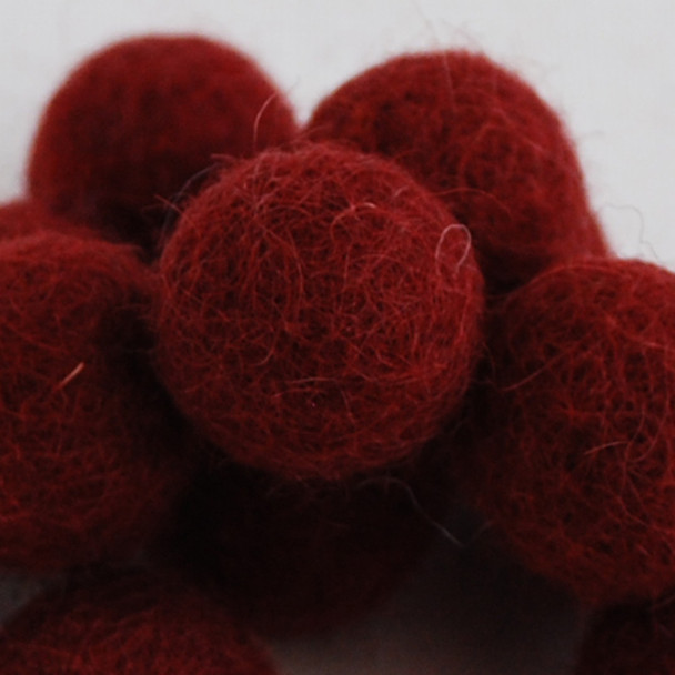 100% Wool Felt Balls - 2cm - Red Wine - 20 Count / 100 Count