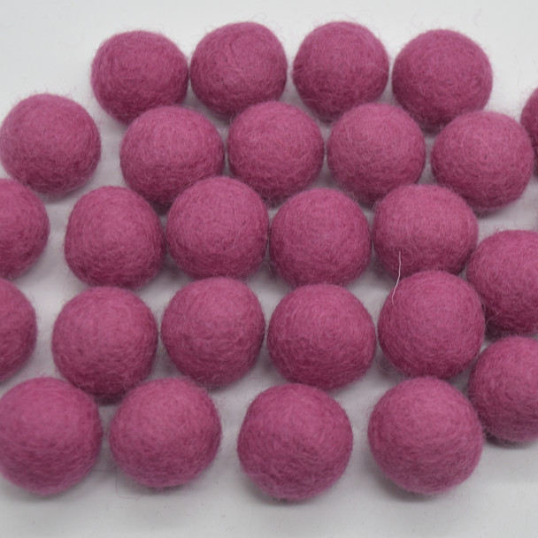 100% Wool Felt Balls - 2cm - Victorian Rose Pink - 20 Count / 100 Count