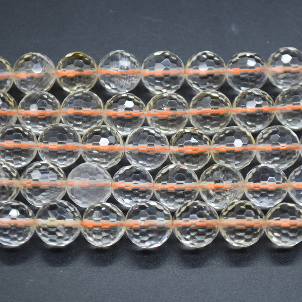 PALE Citrine Faceted Semi-precious Gemstone Round Beads - 10mm - 14" long strand