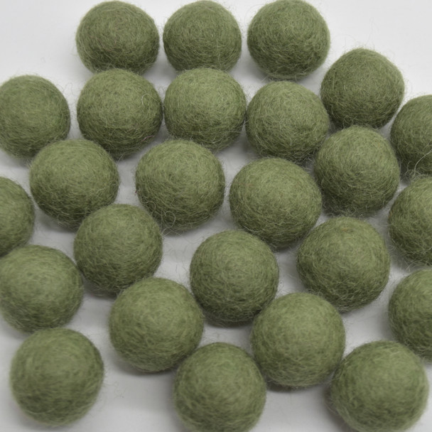100% Wool Felt Balls - 2cm - Pistachio Green - 20 Count / 100 Count