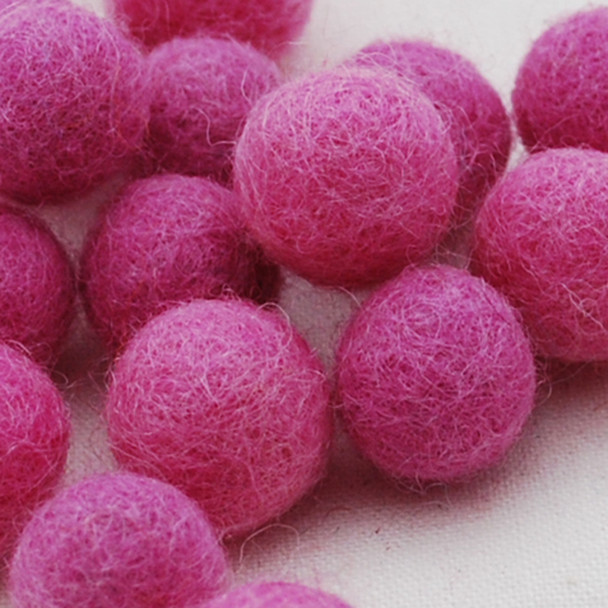 100% Wool Felt Balls - 2cm - Tulip Pink - 20 Count / 100 Count