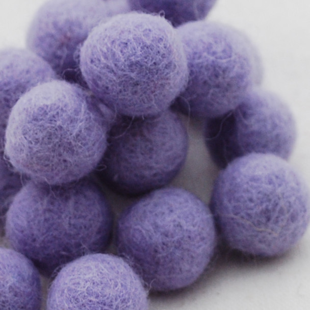 100% Wool Felt Balls - 2cm - Pastel Purple - 20 Count / 100 Count
