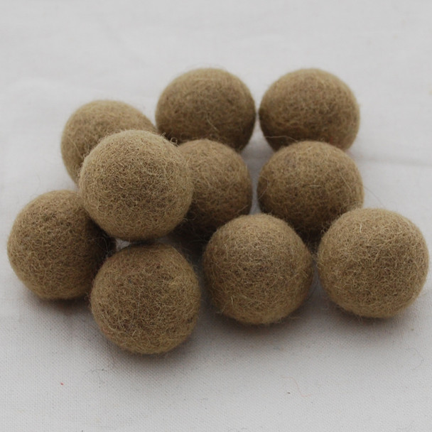 100% Wool Felt Balls - 2.5cm - Light Olive Grey - 20 Count / 100 Count