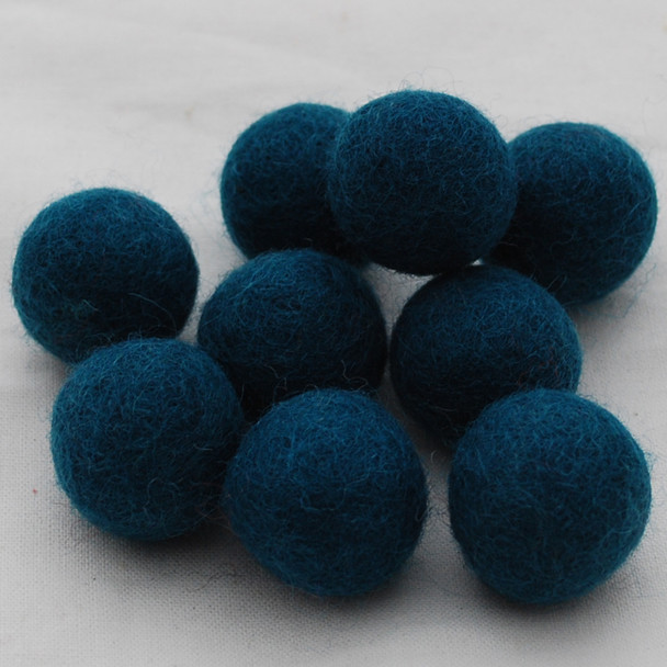 100% Wool Felt Balls - 2.5cm - Teal Green - 20 Count / 100 Count