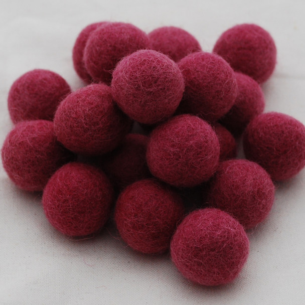 100% Wool Felt Balls - 2.5cm - Victorian Rose Pink - 20 Count / 100 Count