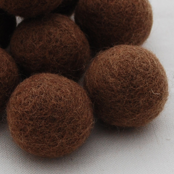 100% Wool Felt Balls - 10 Count - 3cm - Light Brown