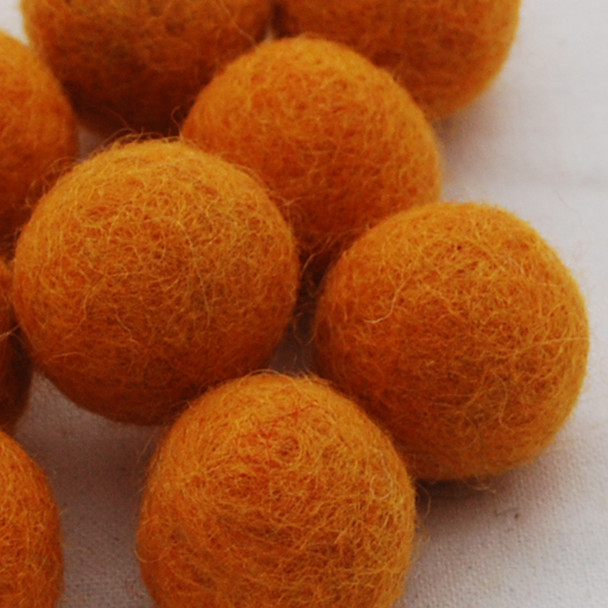 100% Wool Felt Balls - 10 Count - 3cm - Orange