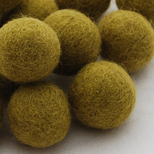 100% Wool Felt Balls - 10 Count - 3cm - Olive Green