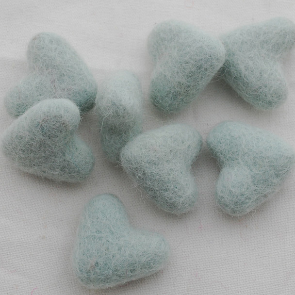 100% Wool Felt Hearts - 10 Count - approx 3cm - Powder Blue
