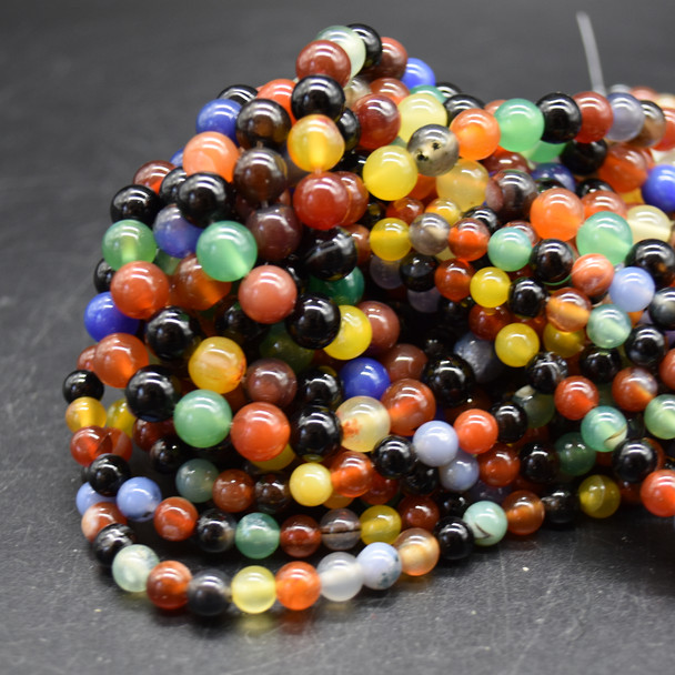 High Quality Grade A Mixed Colour Agate Semi-precious Gemstone Round Beads 4mm, 6mm, 8mm, 10mm, 12mm