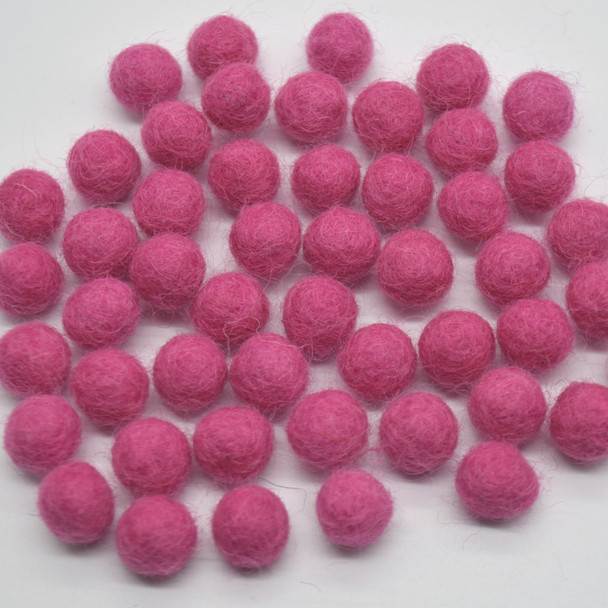 100% Wool Felt Balls - 1cm - Ruby Pink - 50 Count / 100 Count
