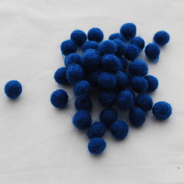 100% Wool Felt Balls - 1cm - Ultramarine Blue - 50 Count / 100 Count