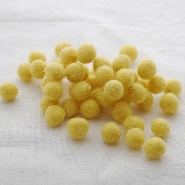 100% Wool Felt Balls - 1cm - Mustard Yellow - 50 Count / 100 Count