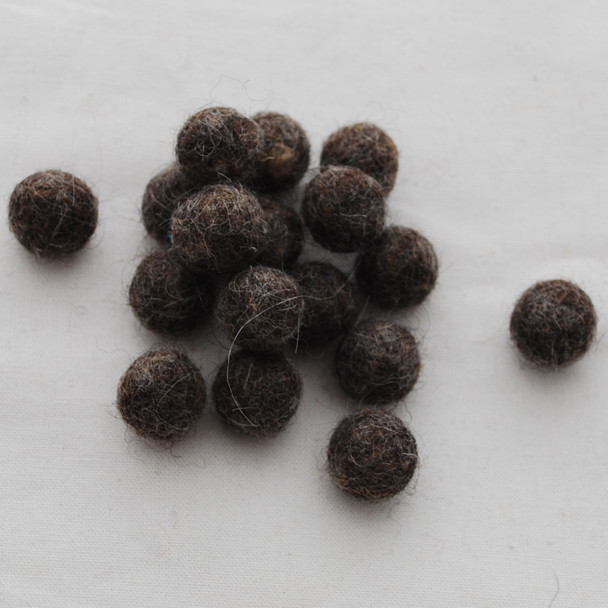 100% Wool Felt Balls - 1.5cm - Brown Mix - 25 Count / 100 Count