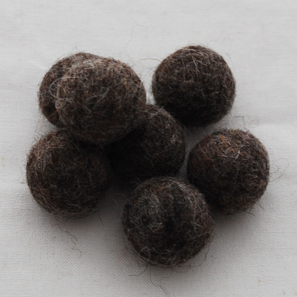 100% Wool Felt Balls - 2.5cm - Brown Mix - 20 Count / 100 Count