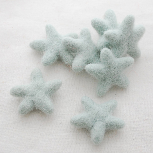 100% Wool Felt Stars - 10 Count - approx 3.5cm - Powder Blue