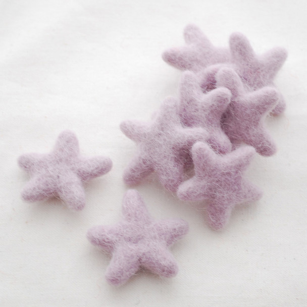 100% Wool Felt Stars - 10 Count - approx 3.5cm - Thistle Purple