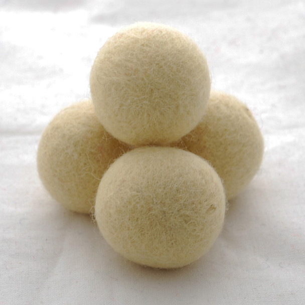 100% Wool Felt Balls - 5 Count - 4cm - Cream