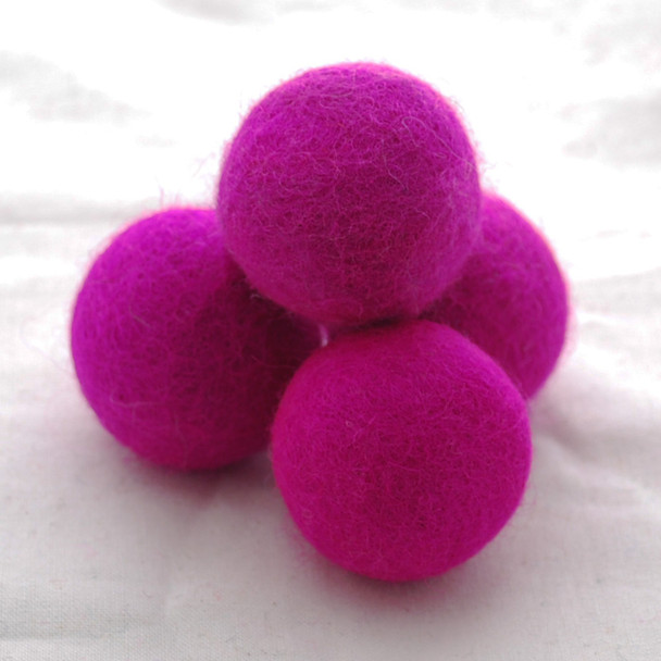 100% Wool Felt Balls - 5 Count - 4cm - Garden Rose Pink