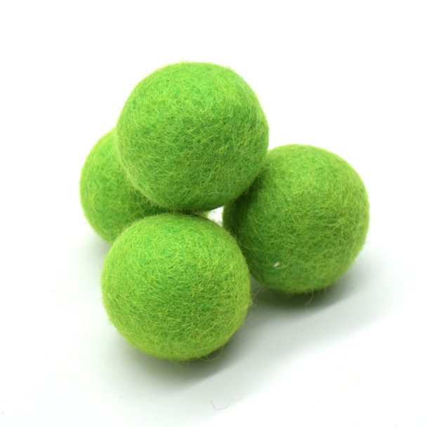 100% Wool Felt Balls - 5 Count - 4cm - Green Flash