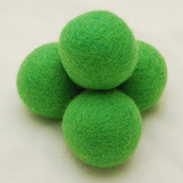 100% Wool Felt Balls - 5 Count - 4cm - Green Flash
