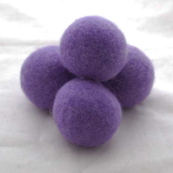 100% Wool Felt Balls - 5 Count - 4cm - Lavender