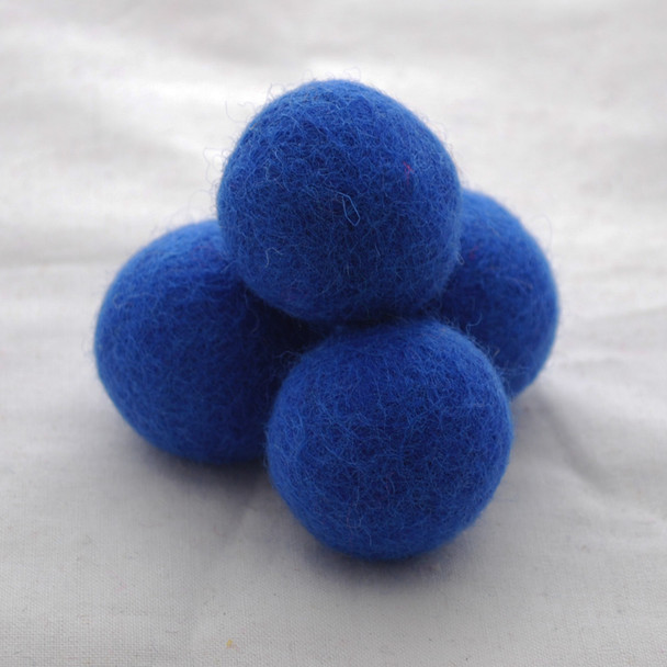 100% Wool Felt Balls - 5 Count - 4cm - Medium Blue