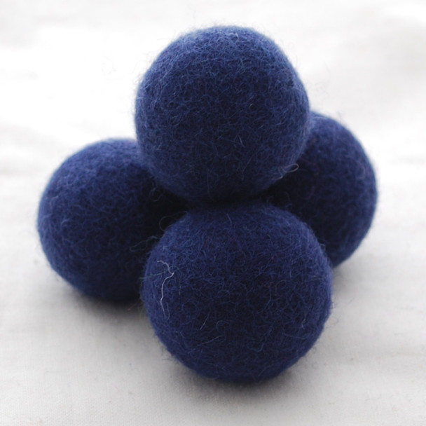 100% Wool Felt Balls - 5 Count - 4cm - Navy Blue
