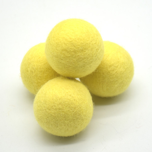 100% Wool Felt Balls - 5 Count - 4cm - Yellow