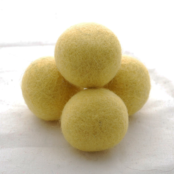 100% Wool Felt Balls - 5 Count - 4cm - Yellow