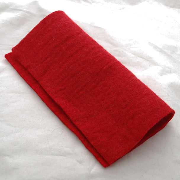 Handmade 100% Wool Felt Sheet - Approx 5mm Thick - 12" Square - Red